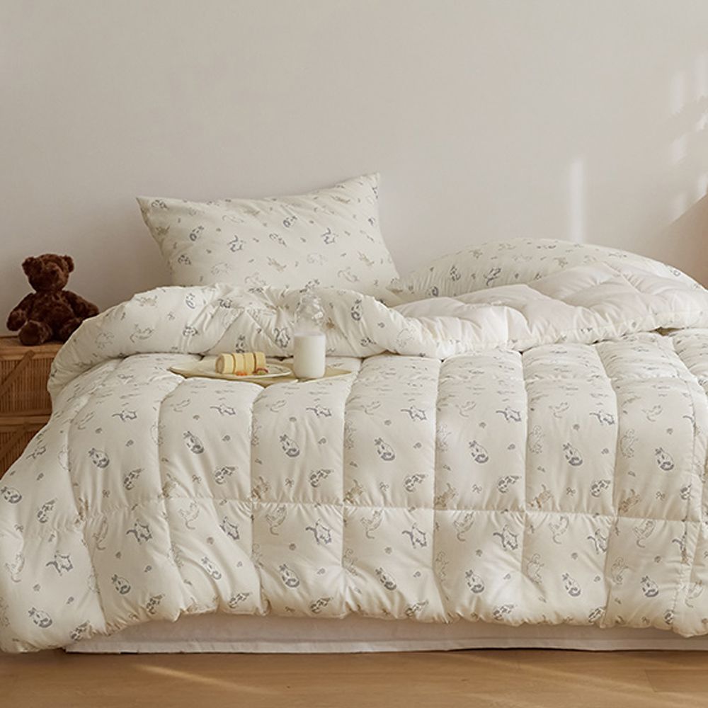 可水洗超細纖維桃皮感四季被-可愛貓咪