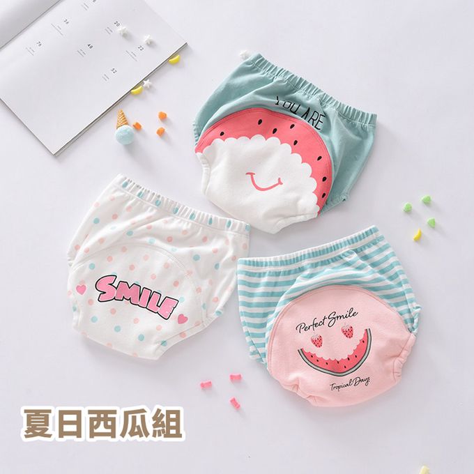 Vanibaby - 幼兒學習褲 3入組（6層脫脂紗布）防水 透氣-夏日西瓜