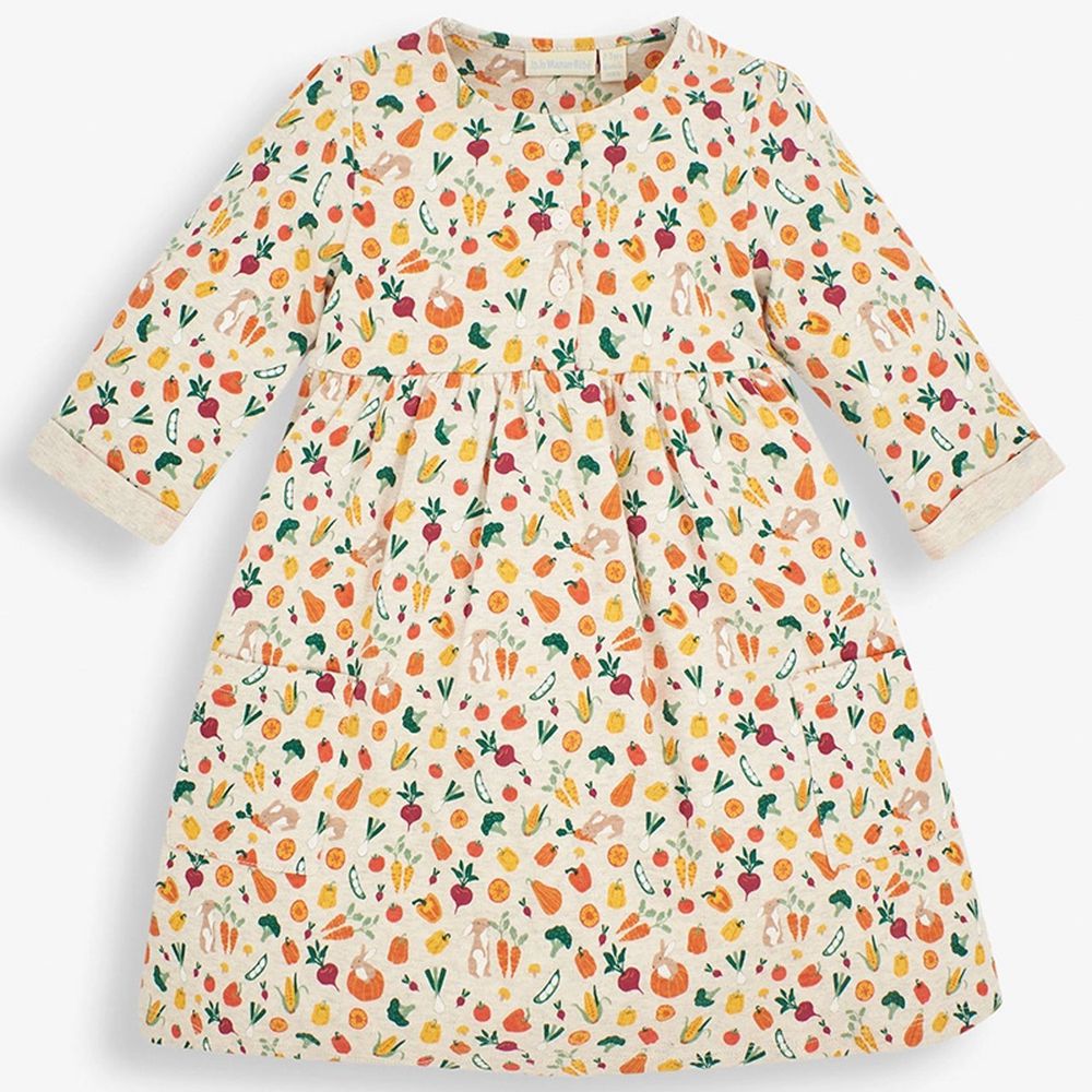 英國 JoJo Maman BeBe - 嬰幼兒/兒童100％純棉長袖洋裝-豐收季節