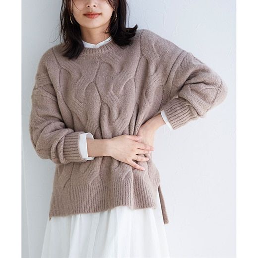 日本 Pierrot - 柔軟波浪紋針織毛衣-簡約黑