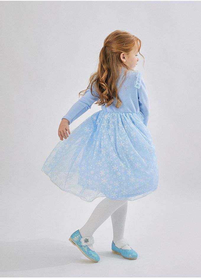 韓國 OZKIZ - 雪花亮片寶石裝飾連身洋裝-粉紫