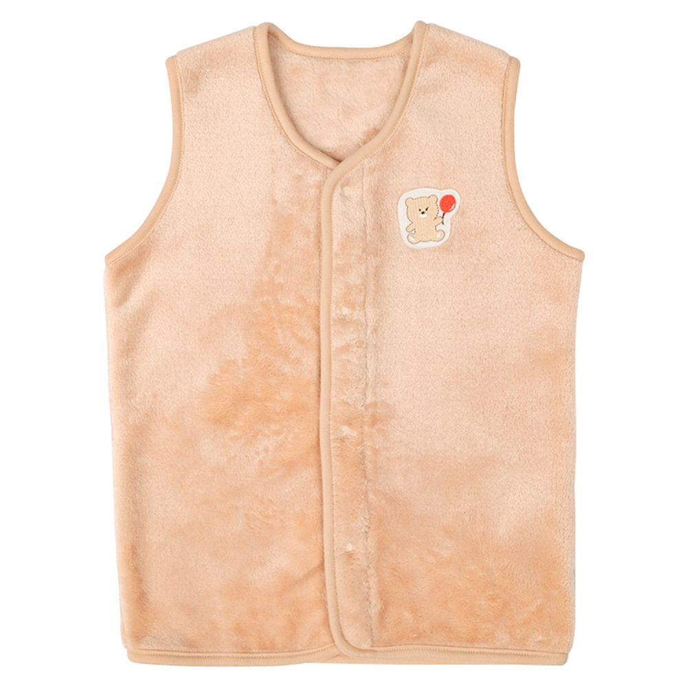 長版晚安背心-小熊-淺卡其色
