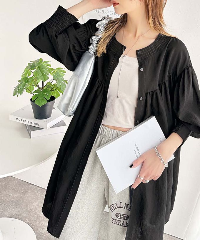 日本 Classical Elf - 前後2way飄逸感澎澎七分袖襯衫-白