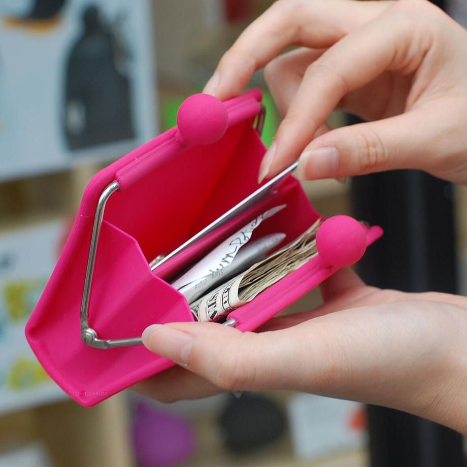 日本P+G design - 矽膠夾層口金短夾-綠松石