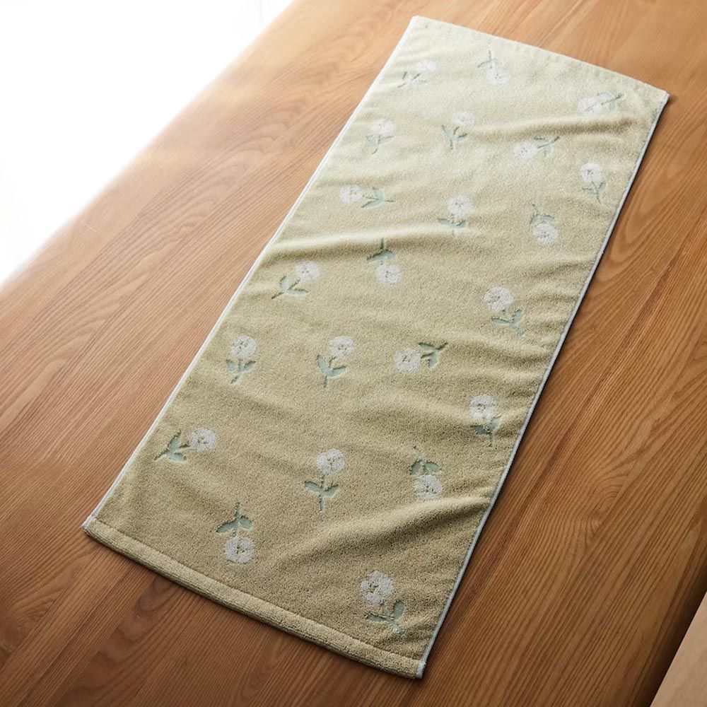 日本千趣會 - 北歐風 吸水速乾毛巾-恬靜花朵-淺卡其 (34×80cm)