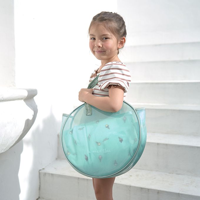 日本 Lycee mine - 微閃亮圓形透明玩水/游泳包-薄荷綠 (F)