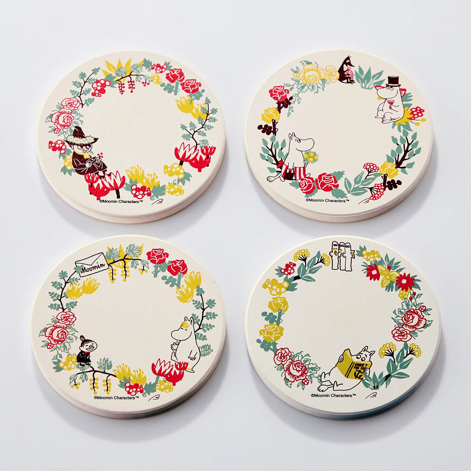 日本千趣會 - 嚕嚕米 陶瓷杯墊(4入組)-水果 (9×0.7cm)