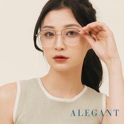 ALEGANT - 歐式古典雙樑設計嵐霧扉金飛官款雲紗鏡腿設計UV400濾藍光眼鏡