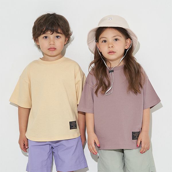 日本 b-ROOM - 純棉柔軟定番素色短袖上衣-淺黃