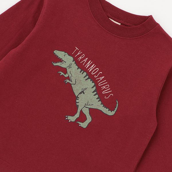 日本 petit main - 男孩俏皮長袖上衣-消防車-雜灰