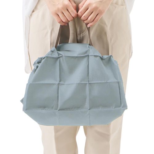日本 MOTTERU - 輕薄折疊收納手提包/購物袋-煙燻藍 (12L)