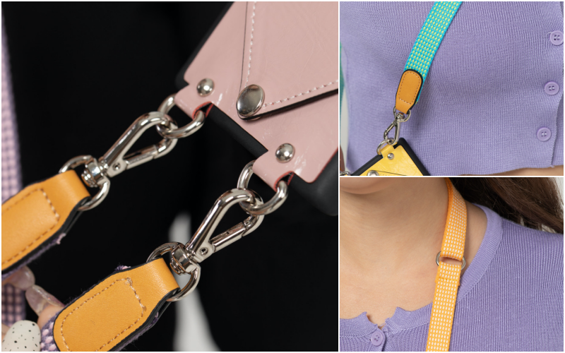 韓國 ARDERE - 卡夾式手工牛皮時尚手機殼(附背繩)-薰衣紫