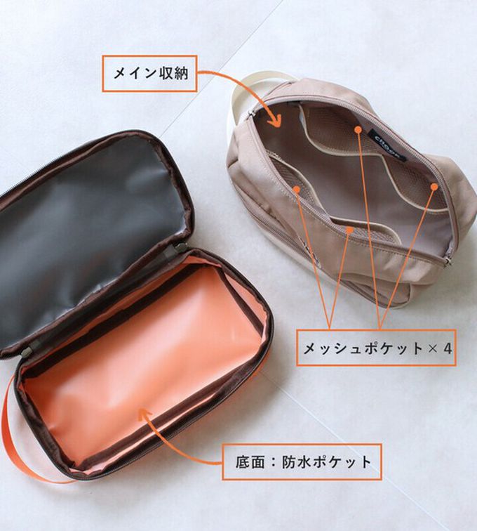 日本 LIZDAYS - 超大容量防水下層旅行收納化妝包-淺卡其