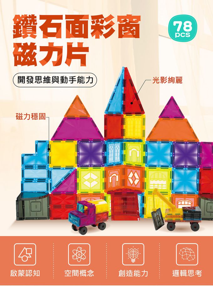 風車圖書 - 百變城市工程車-FOOD超人鑽面磁力片片