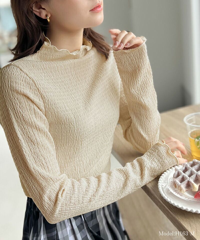 日本 Classical Elf - 定番木耳領薄長袖上衣-優雅粉