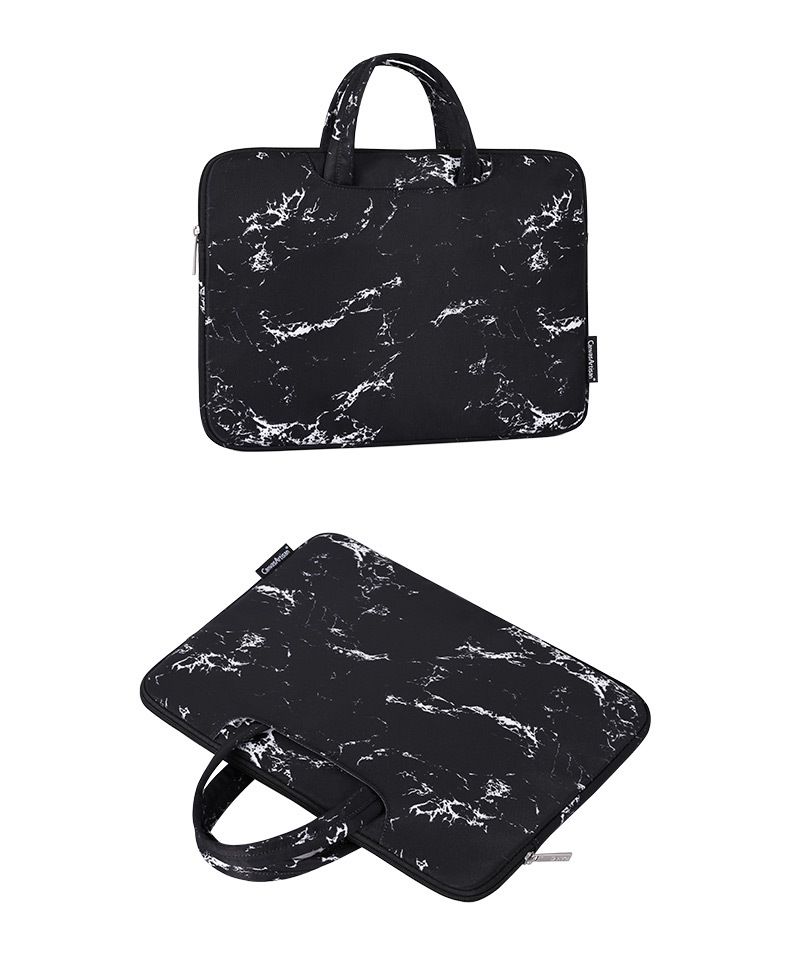防潑水手提式電腦包-大理石花紋-白色