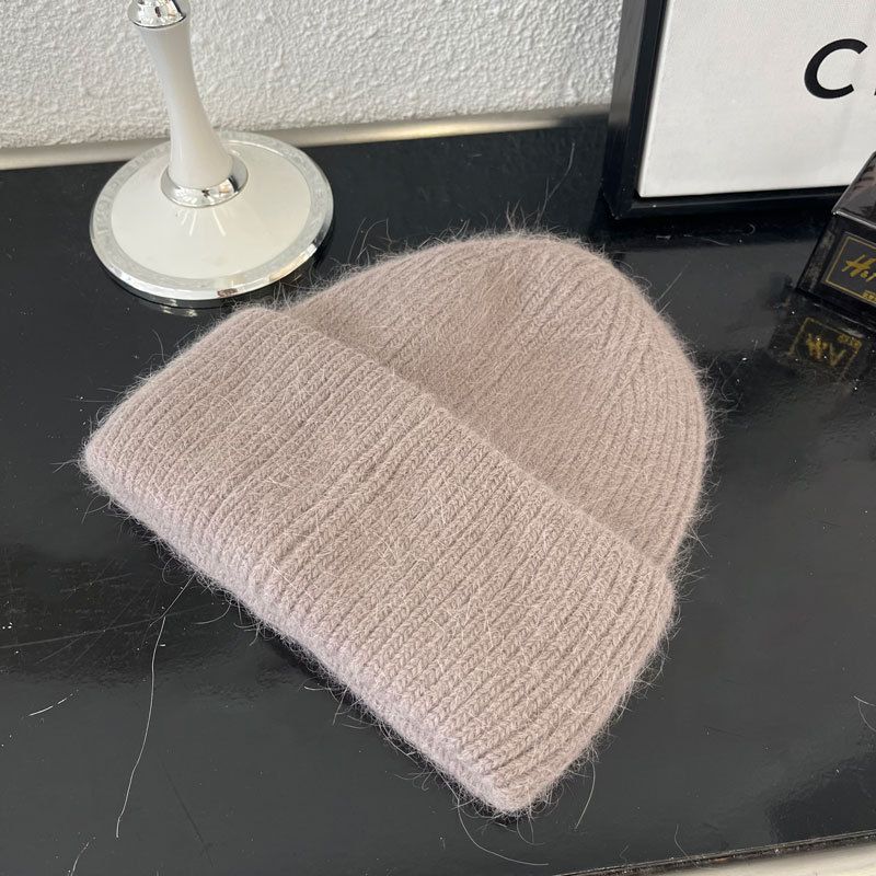 溫柔暖暖針織毛帽(30%兔毛)-米白色 (M（56-58cm）)