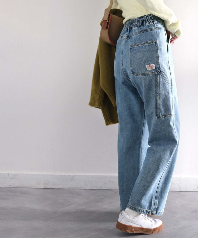 日本 Classical Elf - 超顯瘦厚磅百搭直筒褲-復古刷色