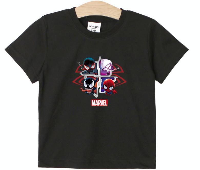 (韓製)正版復仇者聯盟 - 反光純棉T-蜘蛛人家族-黑