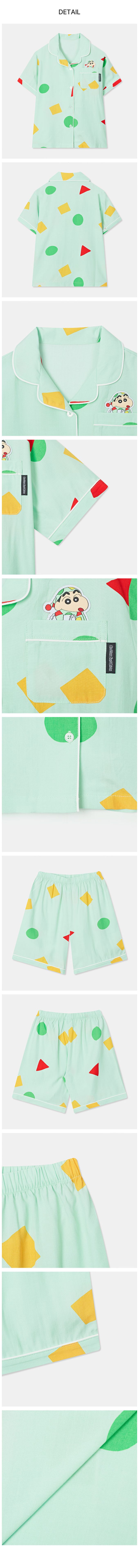 韓國童裝代購 - SPAO KIDS短袖睡衣套裝-卡通人物小新-淺綠