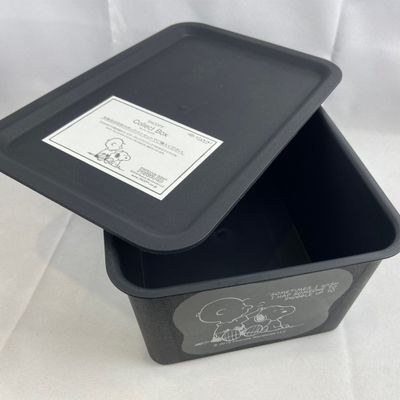 日本錦化成 - 日本製收納箱附蓋S-史努比-黑 (19*27*12cm)-4L