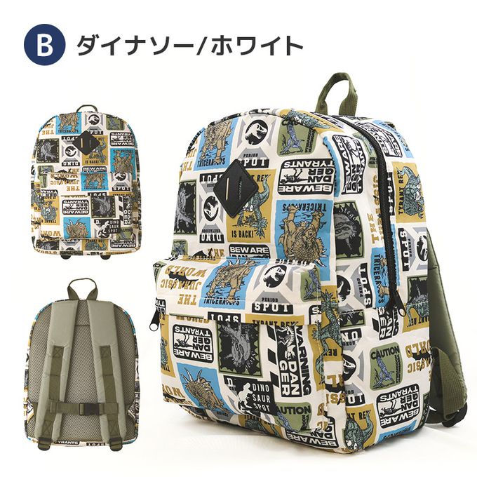 日本 ZOOLAND - [潑水加工]童趣大容量減壓上學背包-森林動物-卡其 (35x27x14cm)