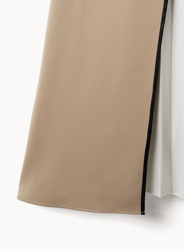 日本 GRL - 百褶拼接長裙-黑x杏