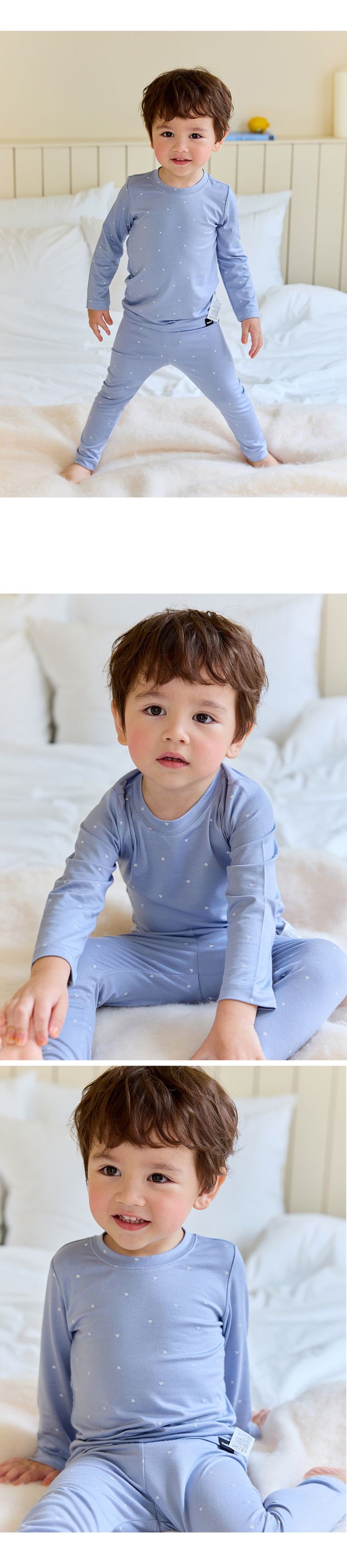 韓國 Cordi-i - 保暖彈性發熱衣套裝-小愛心-灰藍