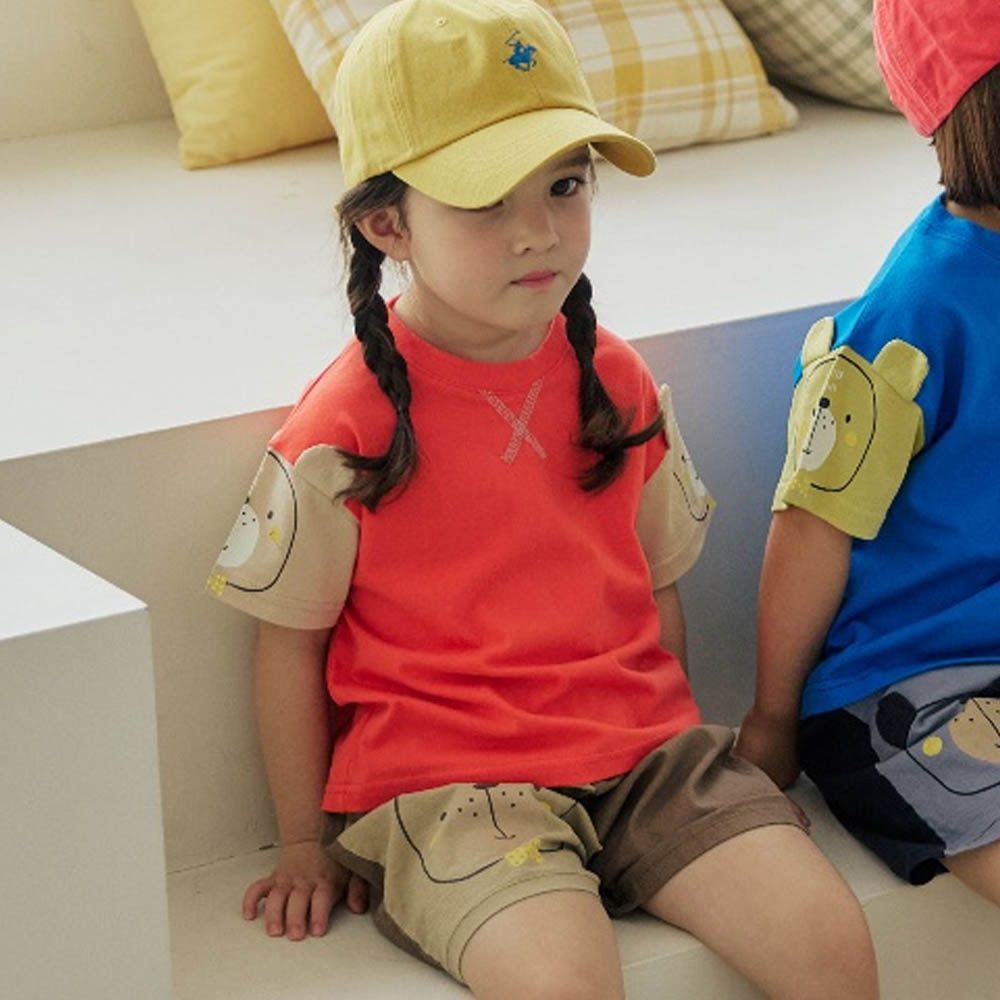 熊熊塗鴉短袖上衣-紅