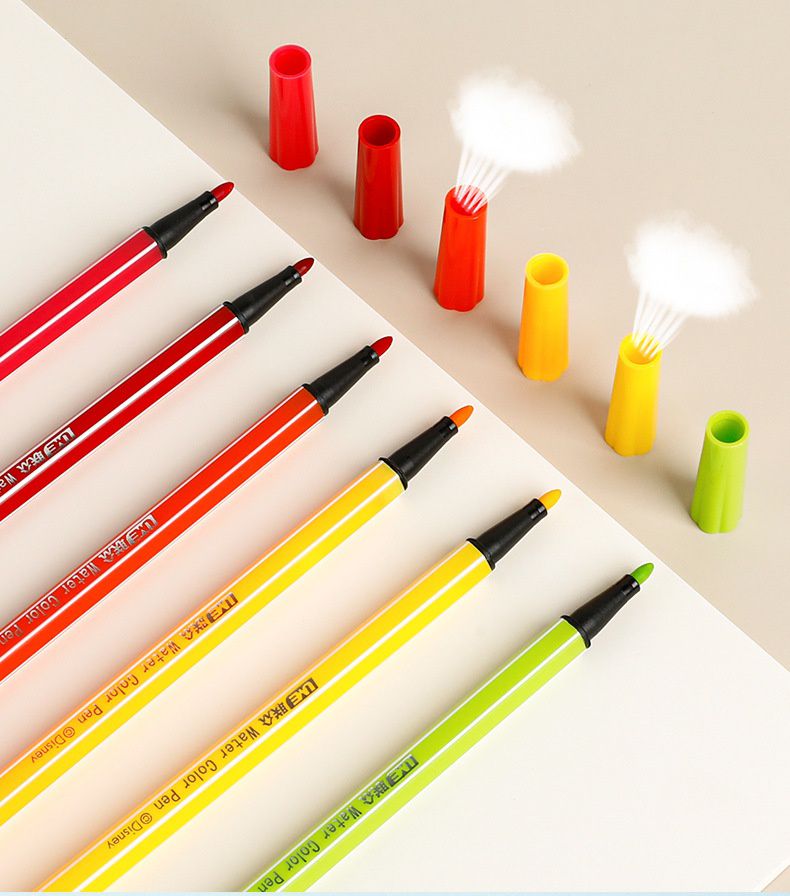 卡通可水洗兒童塗鴉彩色筆-卡通人物艾莎-藍色