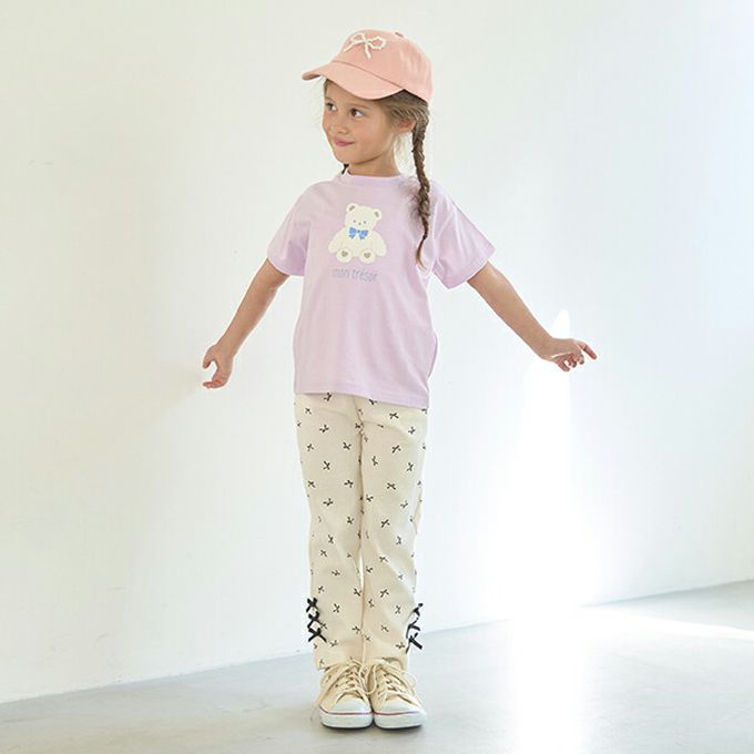 日本 Lycee mine - 彈力合身緞帶裝飾長褲-淺藍