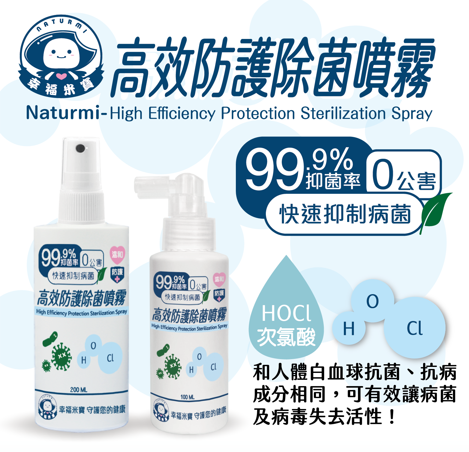 抑菌率達99.9%【Naturmi幸福米寶】高效防護除菌噴霧