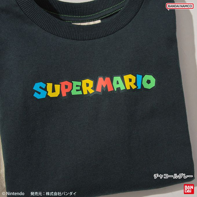 日本 BRANSHES - 瑪利歐限定聯名短袖上衣-SUPER MARIO-炭黑