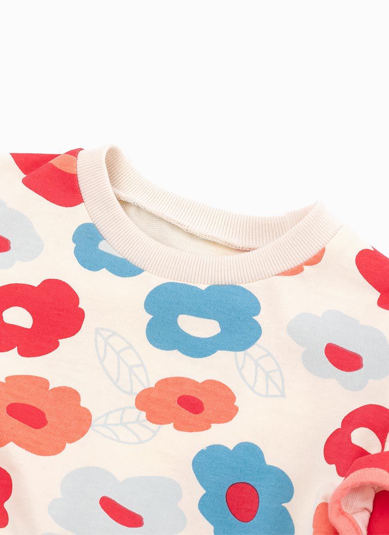 韓國 OZKIZ - (附包包)可愛花朵長袖抓腰洋裝