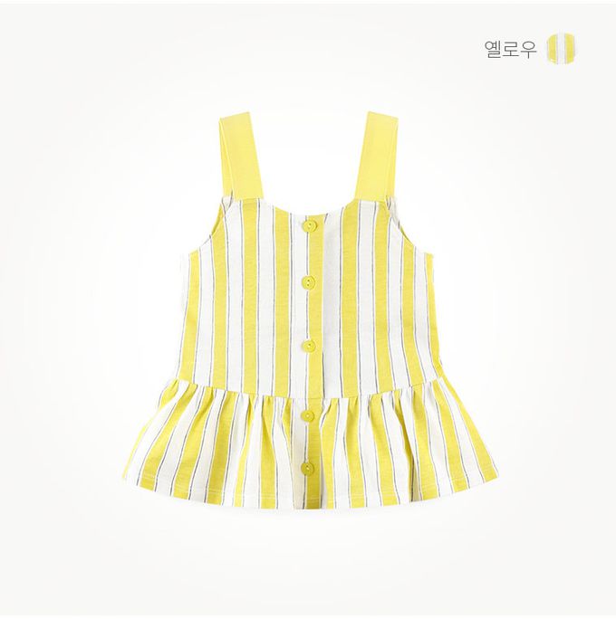 韓國 milk mile - 香蕉刺繡直紋背心套裝-黃X白