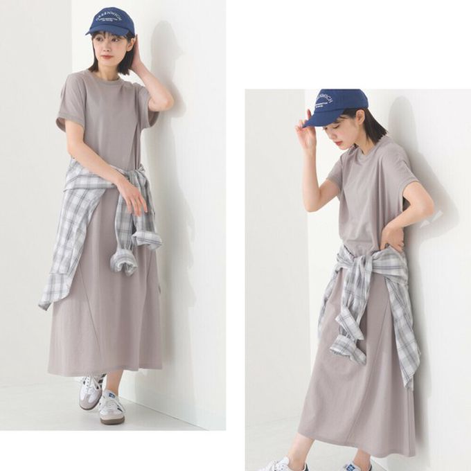 日本 OMNES - 接觸涼感 嫘縈圓領傘狀短袖洋裝-黑