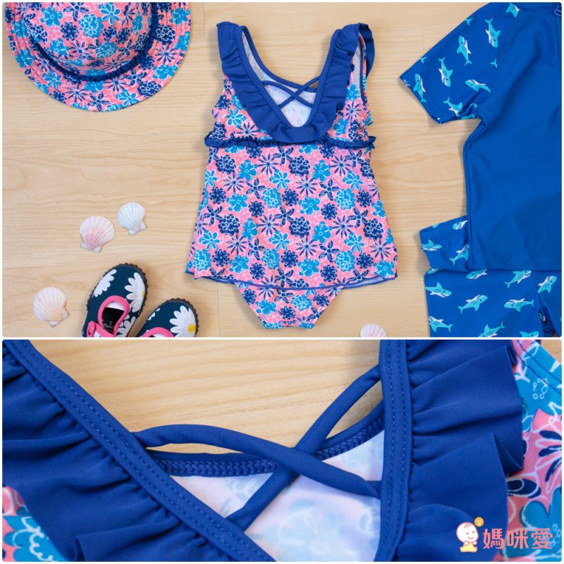 德國Playshoes - 抗UV防曬兒童連身泳裝-復古波點裙