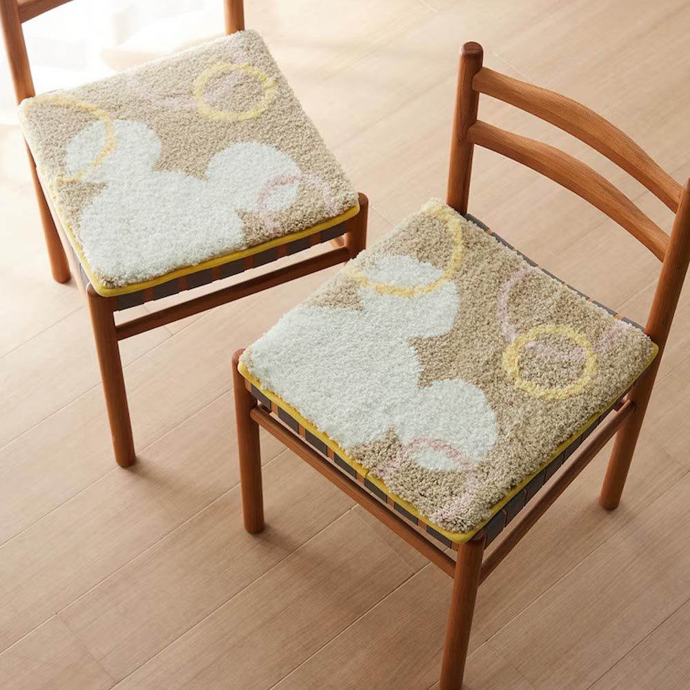 日本千趣會 - 迪士尼 印花毛絨柔軟椅墊2件組-方型-米奇線條 (40×40cm)