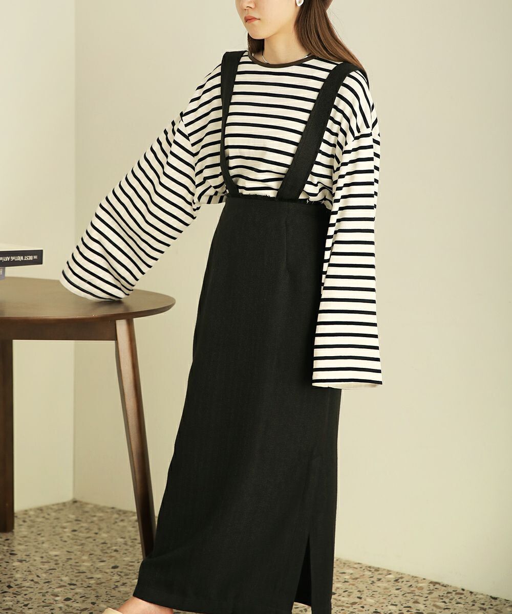 日本 Bab - 2WAY簡約收腰吊帶裙-知性黑