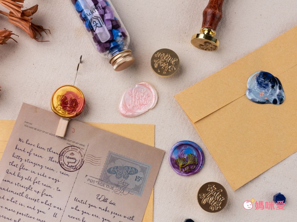 HAPPYMT - 客製火漆章封蠟超值組-金色蠟粒-25mm圓章