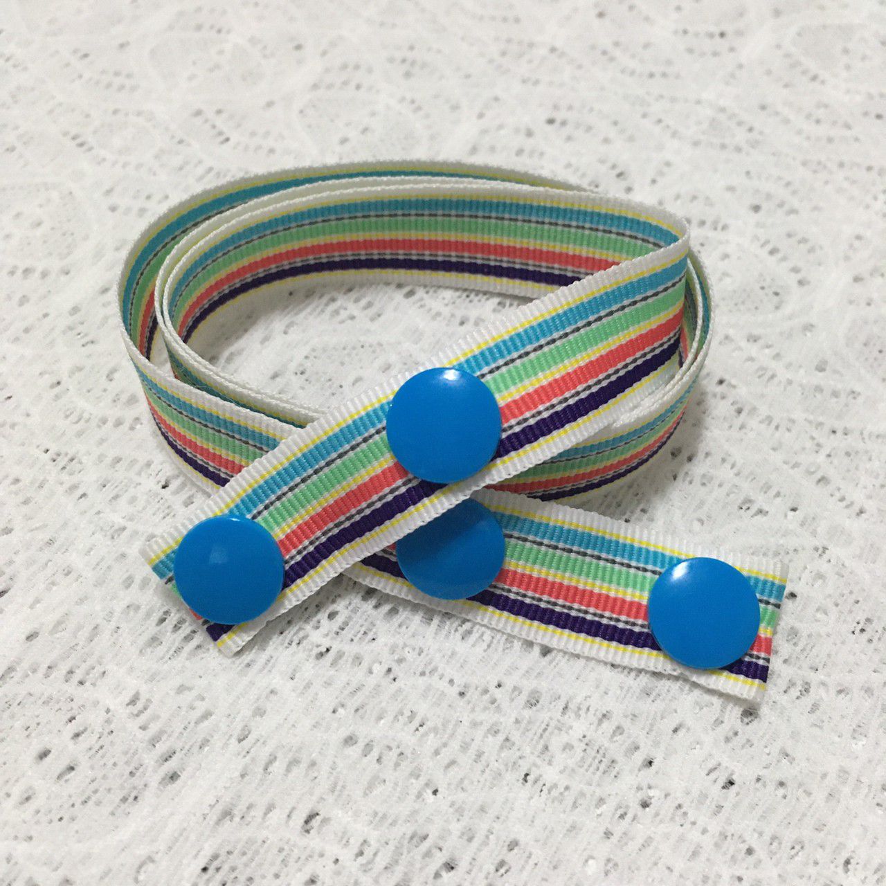 MIT - 幼童款口罩掛繩-寬版織帶-新粉彩線條 (45cm)