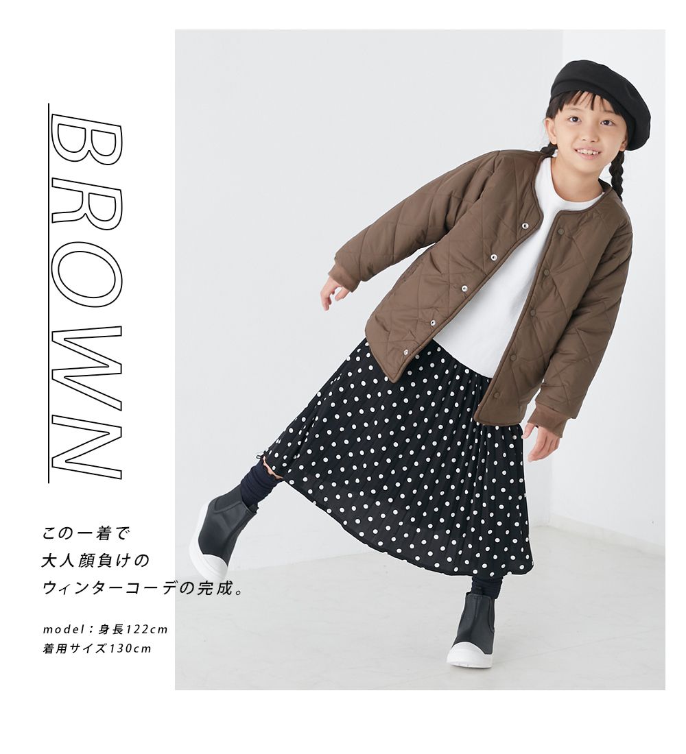 日本 OMNES - 2WAY兩穿絎縫泰迪熊保暖外套(兒童)-淺米杏