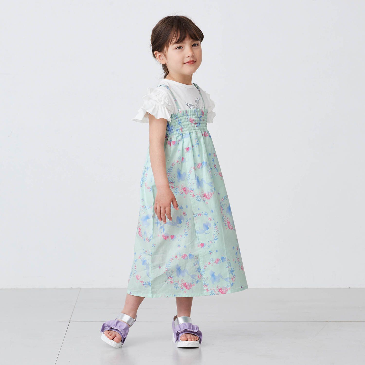 日本千趣會 - 迪士尼 可當洋裝穿的2 WAY浴衣組合-冰雪奇緣-水藍