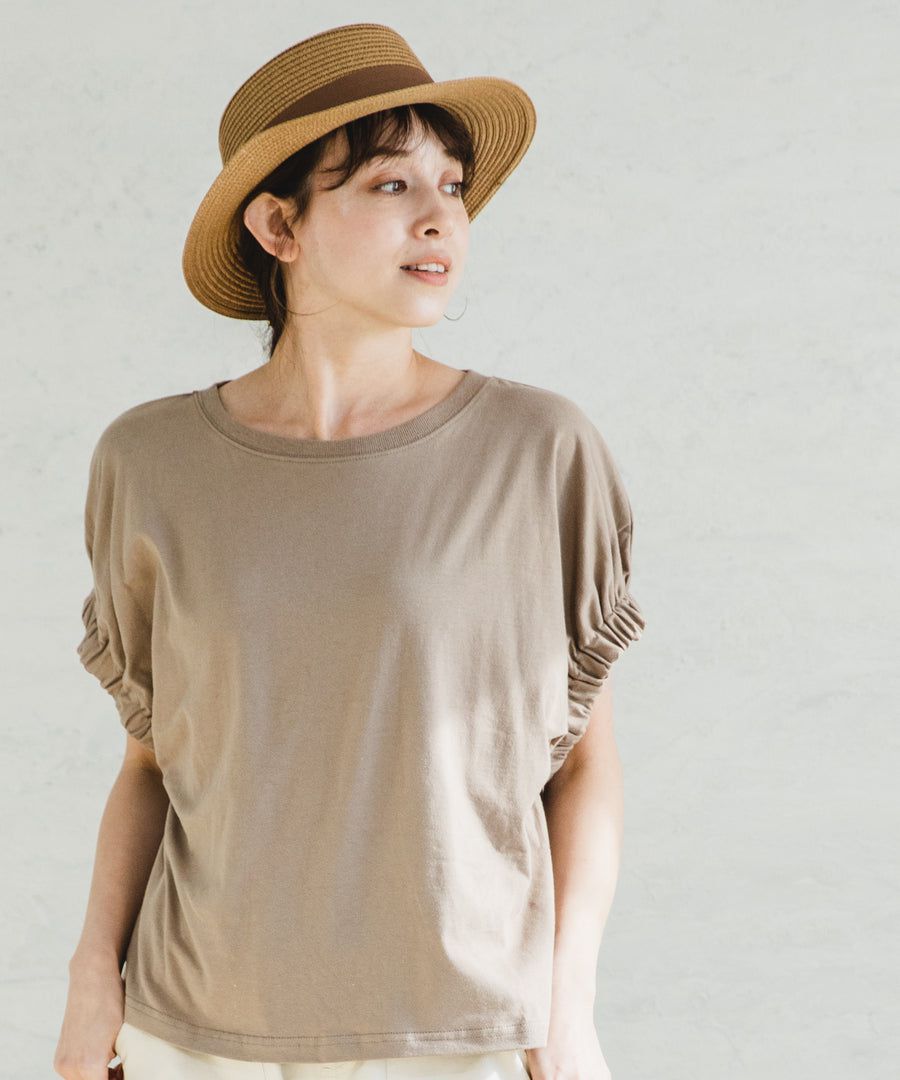 日本 PAIRMANON - 100%柔棉 鬆緊袖口短T(媽媽)-黑 (FREE)