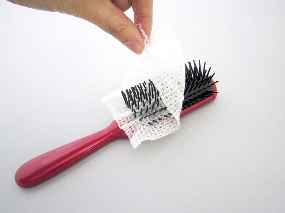 日本 TESCOM - 超音波負離子樁油艷髮梳+SOWA包起來梳子去污紙-香檳金短梳*1+紙巾*30枚/包