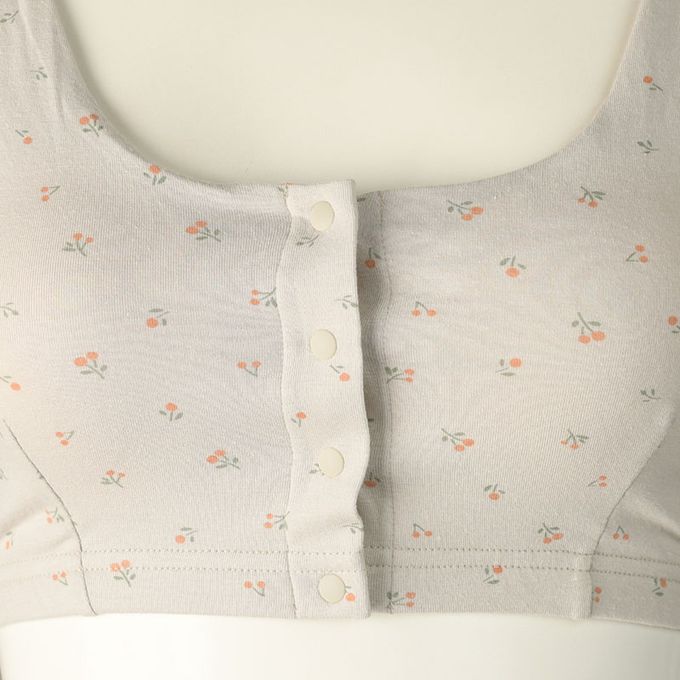 akachan honpo - 半截式內衣-前開式  小花-灰色