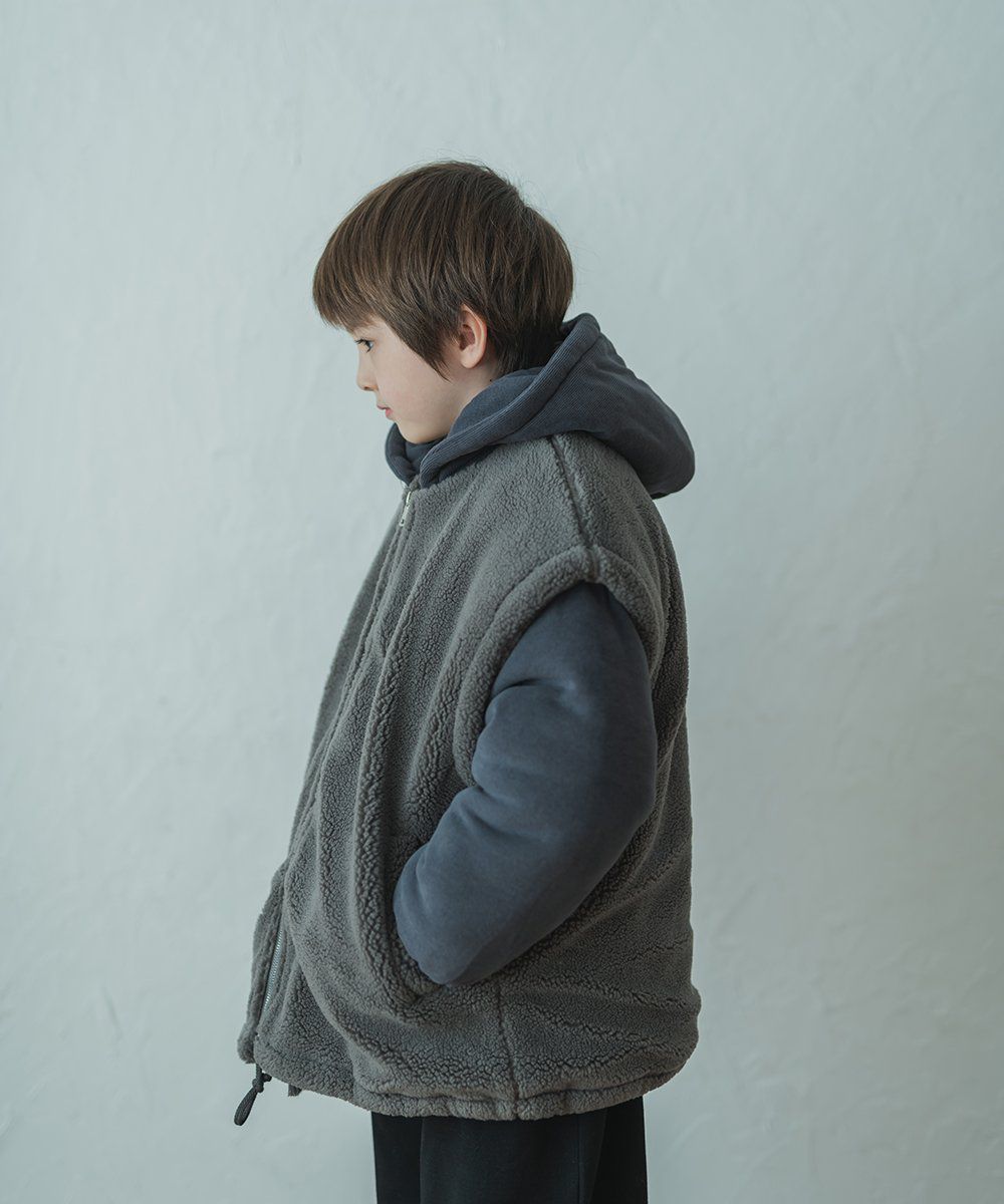 日本 riziere - oversize風保暖毛絨絨撞色外套-深灰