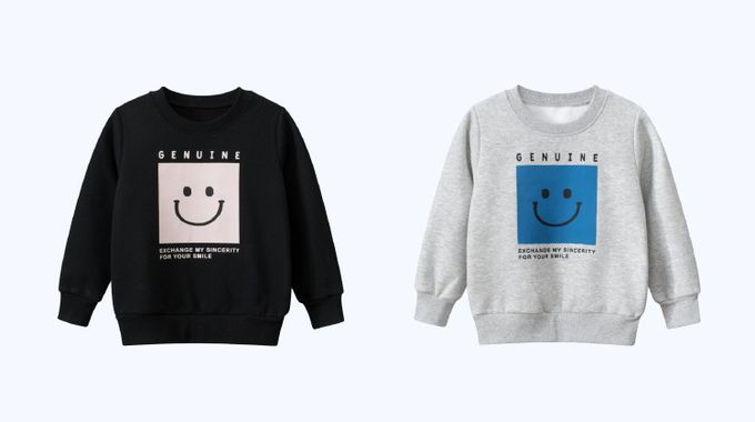 加絨棉混紡長袖上衣-微笑-灰色