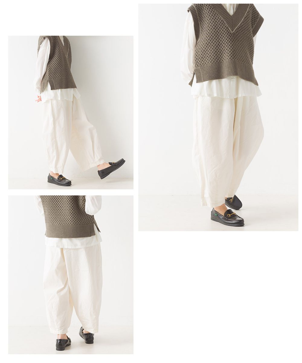 日本 OMNES - 繭型舒適休閒寬褲-一般款-卡其