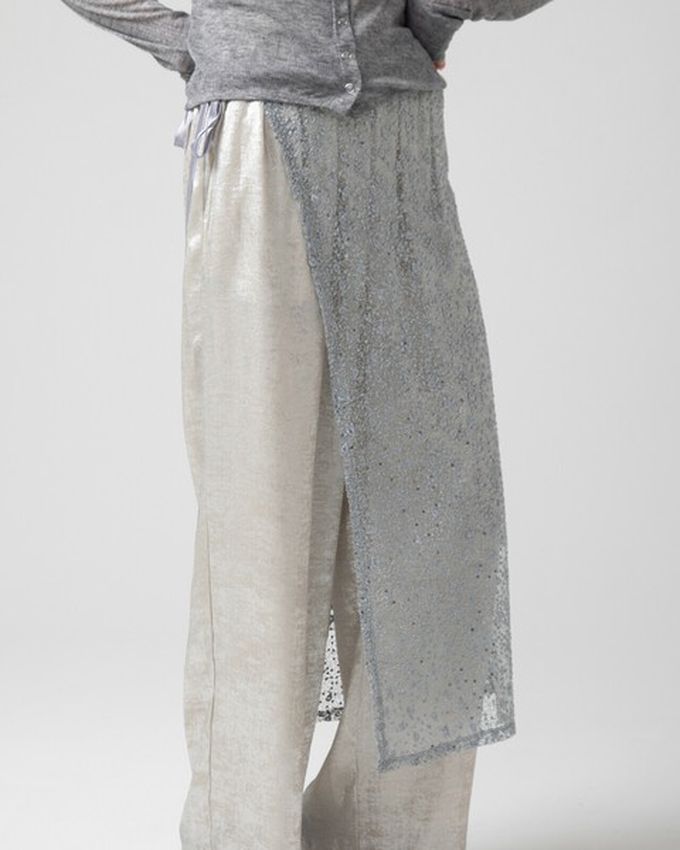 日本 gleam - [疊穿高手]閃亮光澤薄紗半片裙-黑